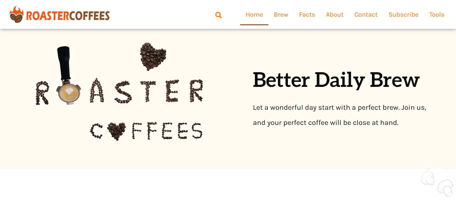 the homepage of roastercoffees.com. version-1